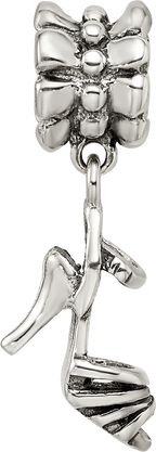 Sterling Silver 925 High Heel Dangle Bead with Antiqued Finish
