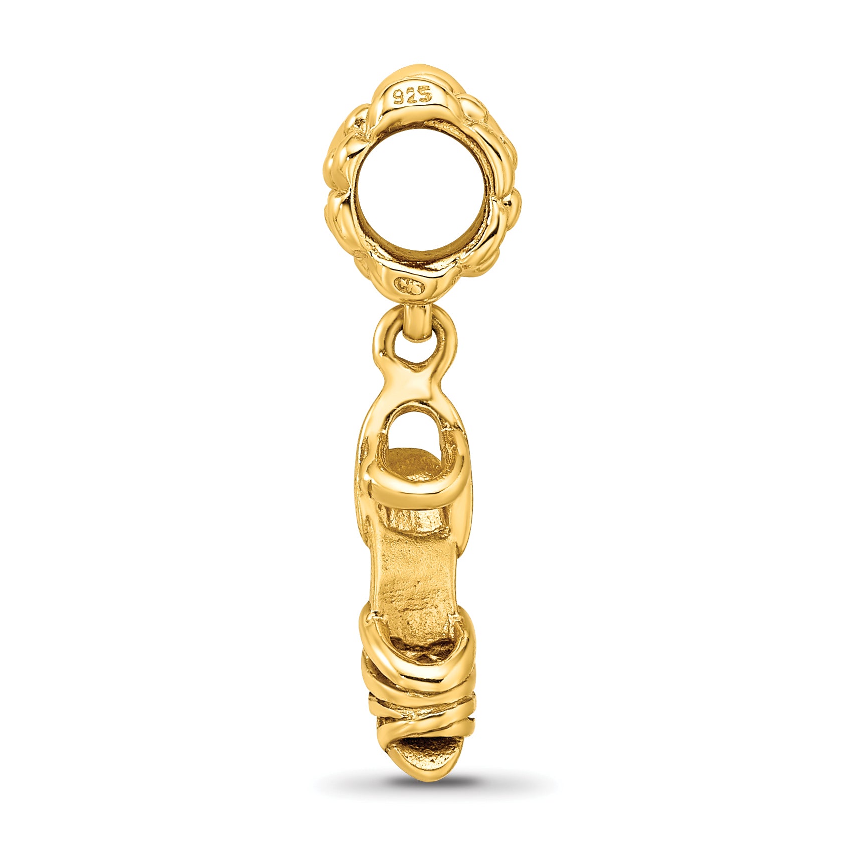 Sterling Silver Gold-Plated High Heel Dangle Bead with Polished Finish