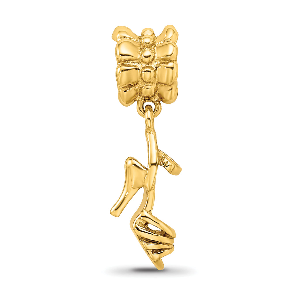 Sterling Silver Gold-Plated High Heel Dangle Bead with Polished Finish