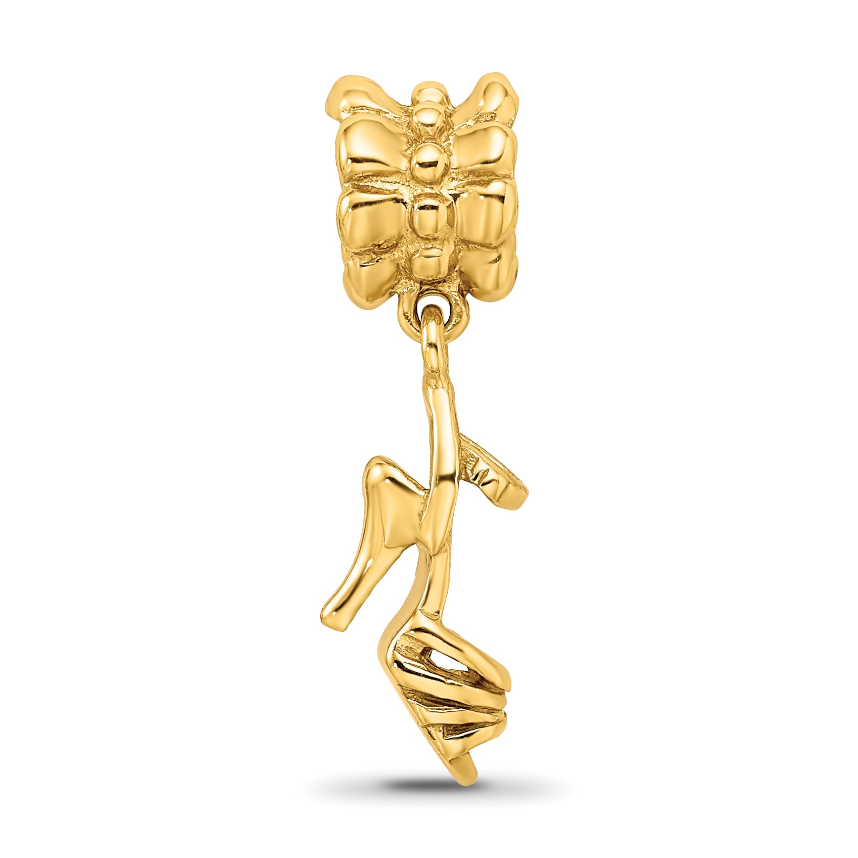 Sterling Silver Gold-Plated High Heel Dangle Bead with Polished Finish