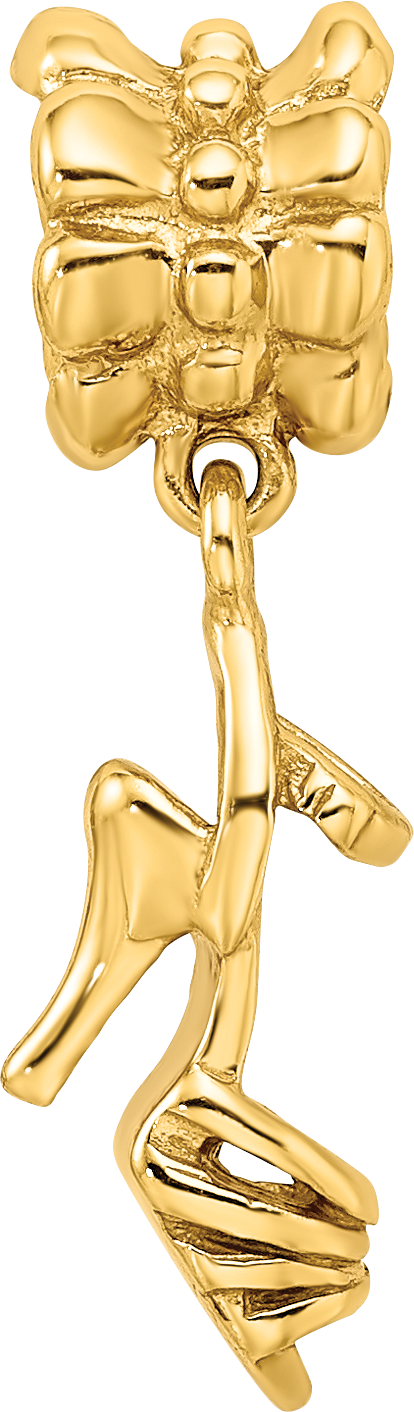 Sterling Silver Gold-Plated High Heel Dangle Bead with Polished Finish