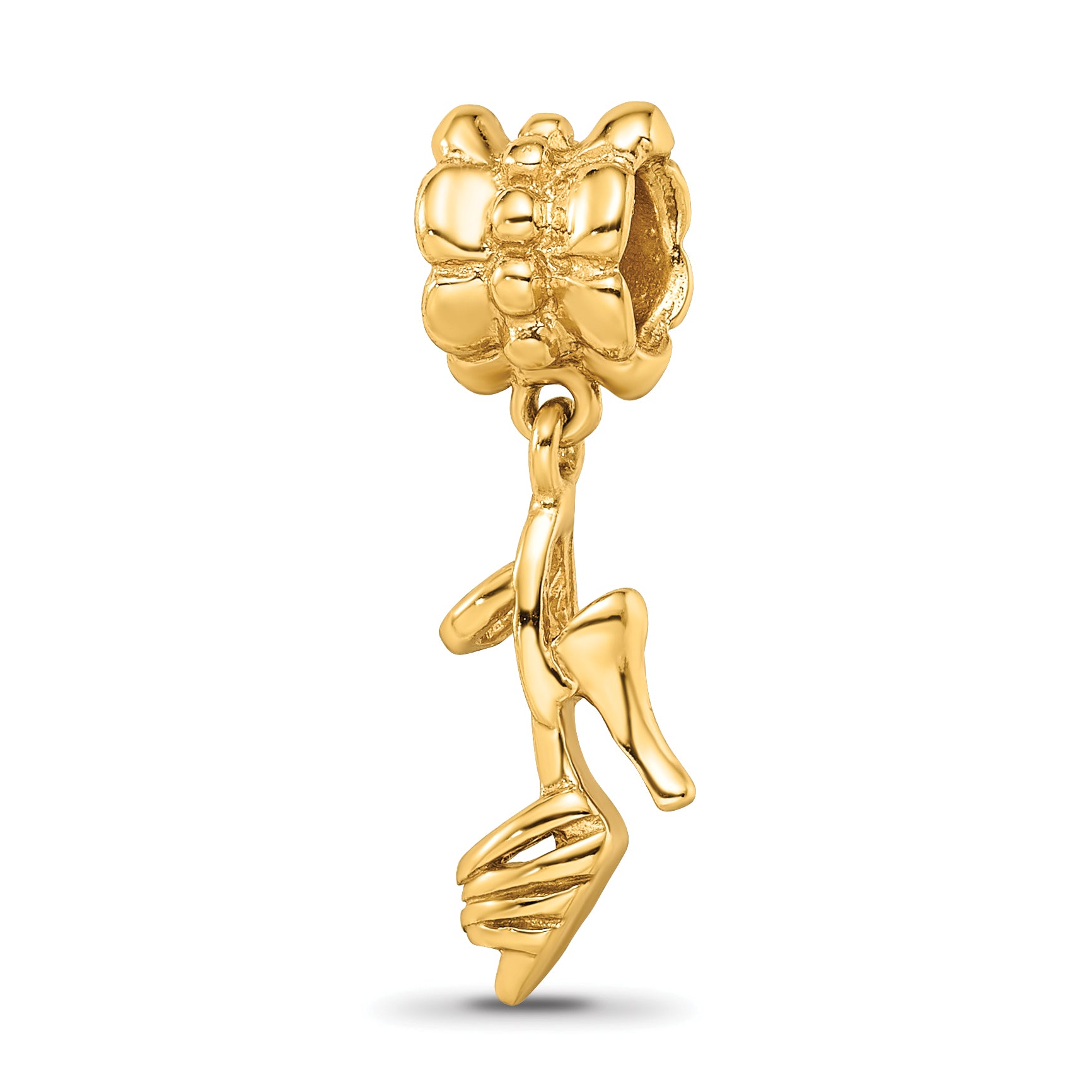Sterling Silver Gold-Plated High Heel Dangle Bead with Polished Finish