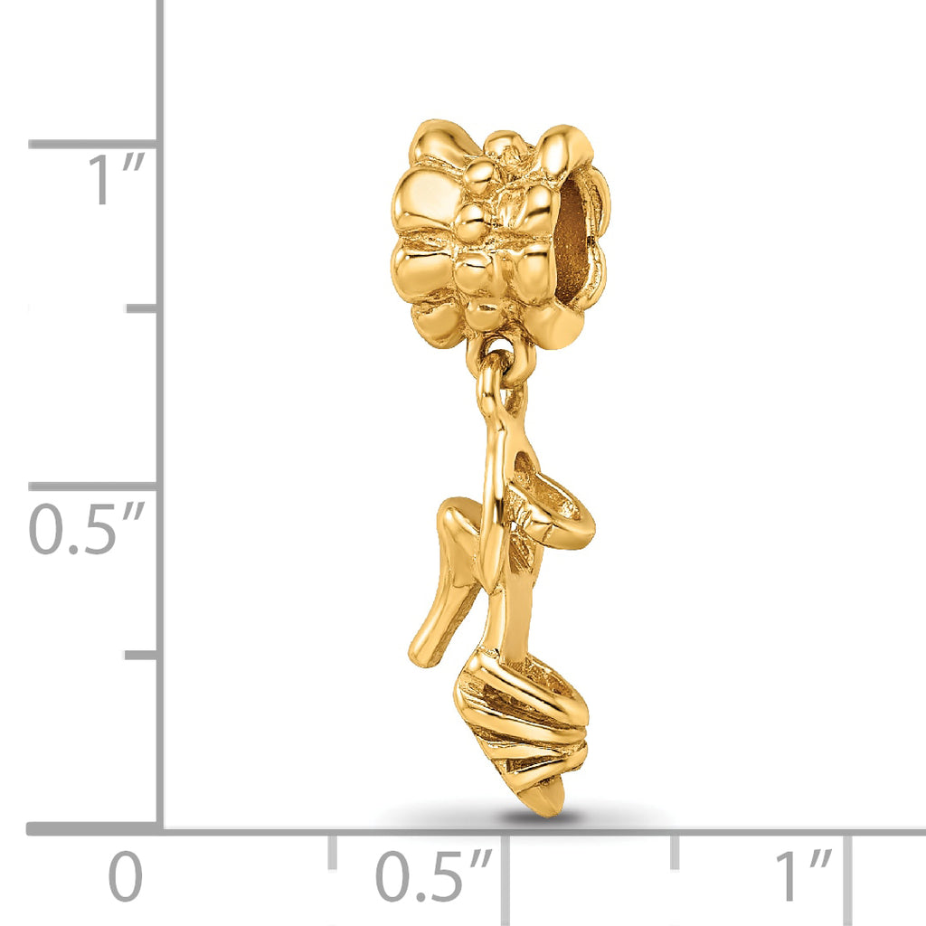 Sterling Silver Gold-Plated High Heel Dangle Bead with Polished Finish