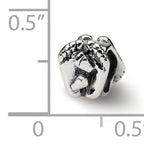 Sterling Silver 925 Big & Little Feet Bead with Antiqued Finish Solid Design