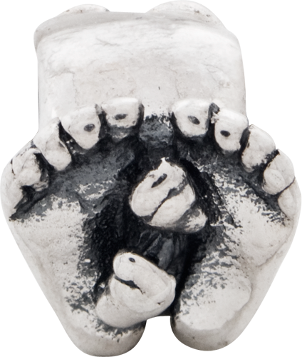 Sterling Silver 925 Big & Little Feet Bead with Antiqued Finish Solid Design