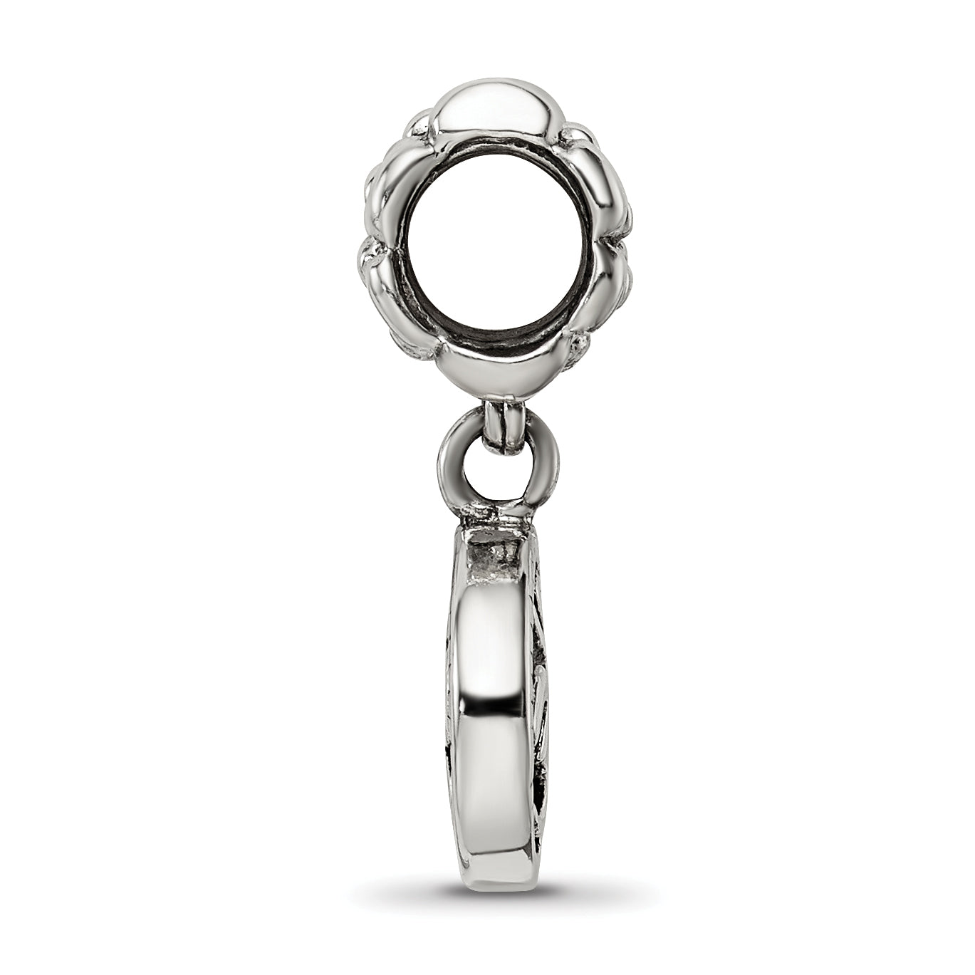 Sterling Silver 925 Om Symbol Dangle Bead with Antiqued Finish Solid Design Secondary image