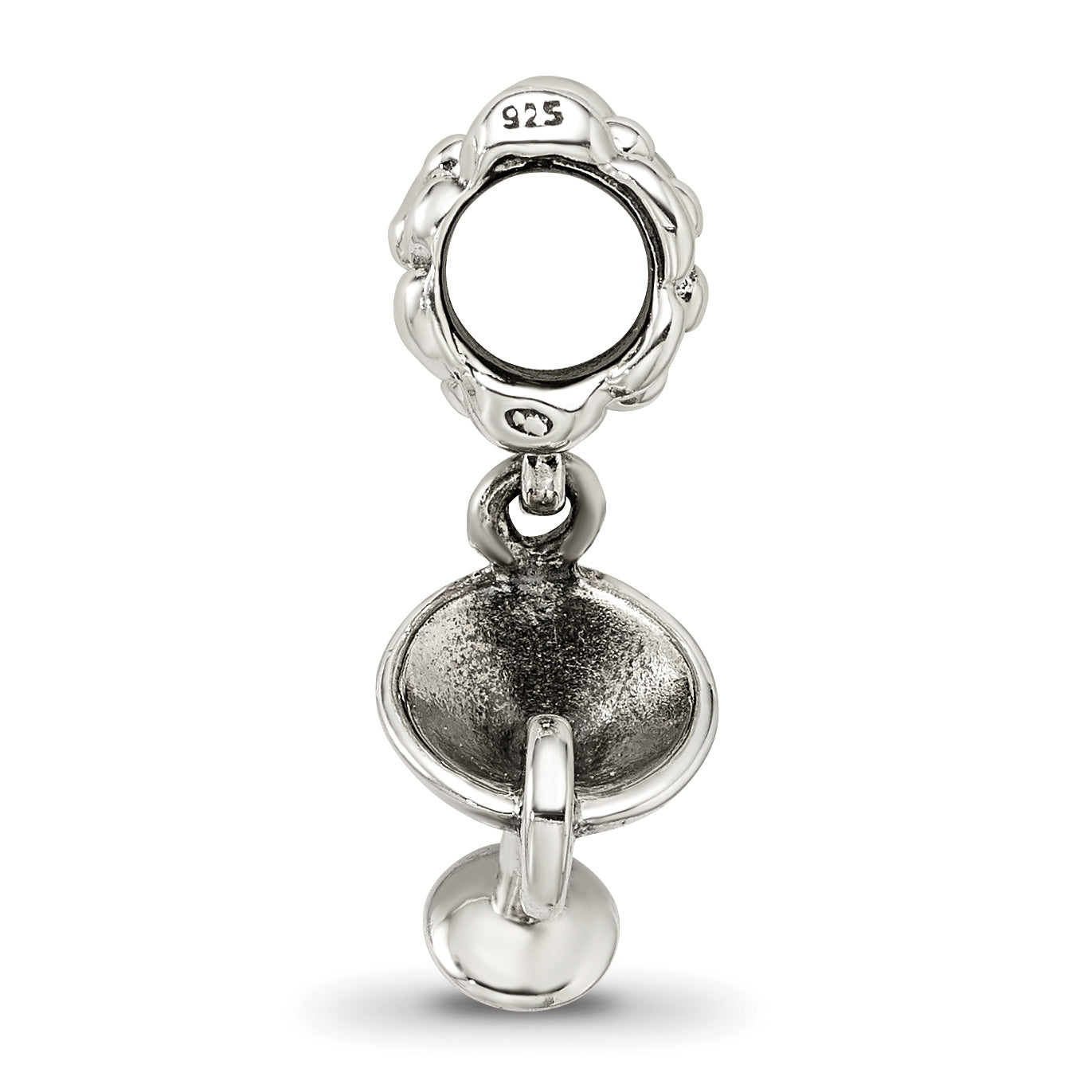 Sterling Silver 925 Margarita Dangle Bead with Antiqued Finish Solid Design Secondary image