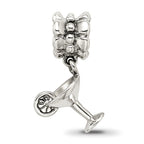 Sterling Silver 925 Margarita Dangle Bead with Antiqued Finish Solid Design