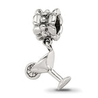 Sterling Silver 925 Margarita Dangle Bead with Antiqued Finish Solid Design