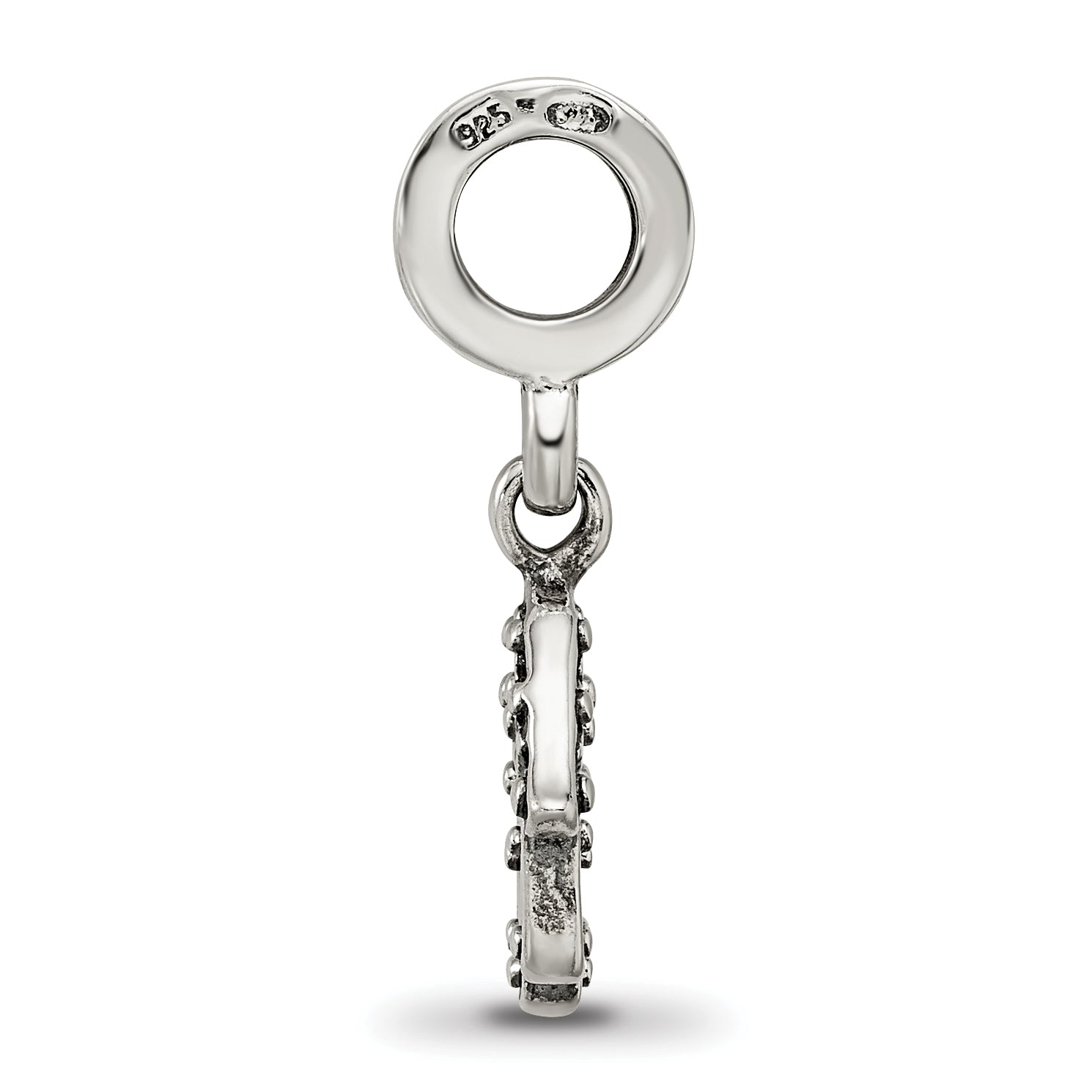 Sterling Silver 925 Hamsa Dangle Bead with Antiqued Finish Solid Casted Design Secondary image