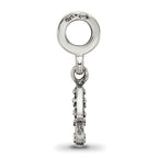 Sterling Silver 925 Hamsa Dangle Bead with Antiqued Finish Solid Casted Design