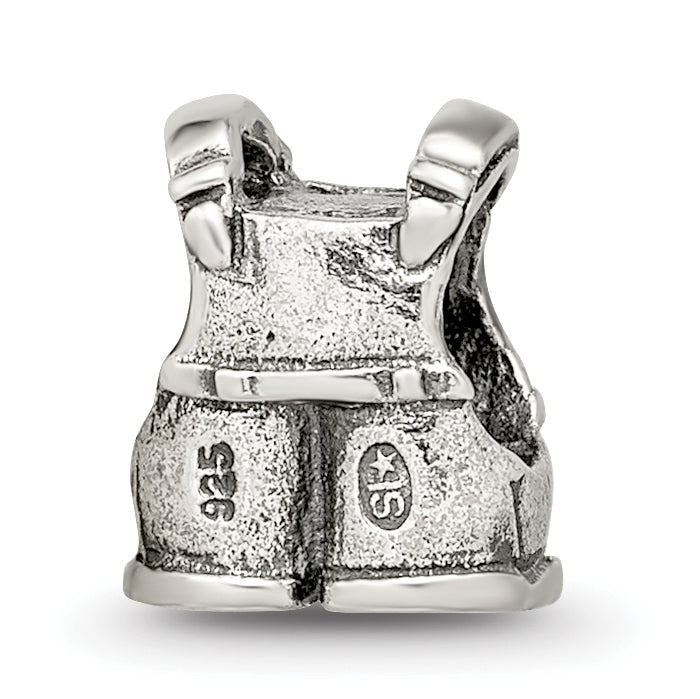 Sterling Silver Kids Overalls Bead with Antiqued Finish  Solid 925 Casted Design