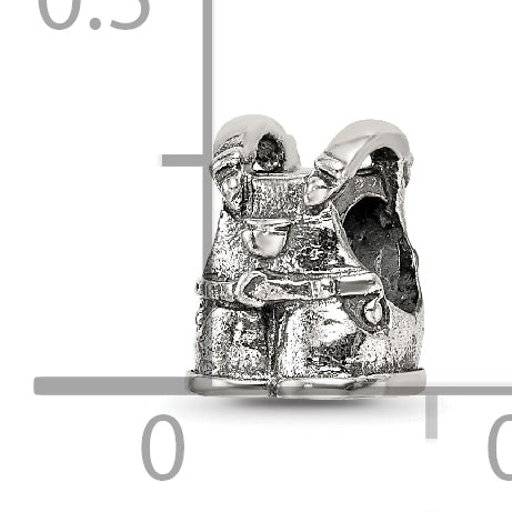 Sterling Silver Kids Overalls Bead with Antiqued Finish  Solid 925 Casted Design