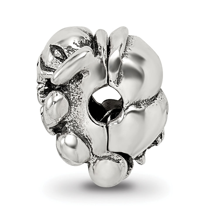 Sterling Silver 925 Kids Elephant Bead with Antiqued Finish Solid Design