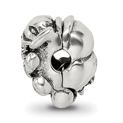 Sterling Silver 925 Kids Elephant Bead with Antiqued Finish Solid Design
