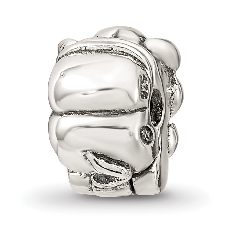Sterling Silver 925 Kids Elephant Bead with Antiqued Finish Solid Design