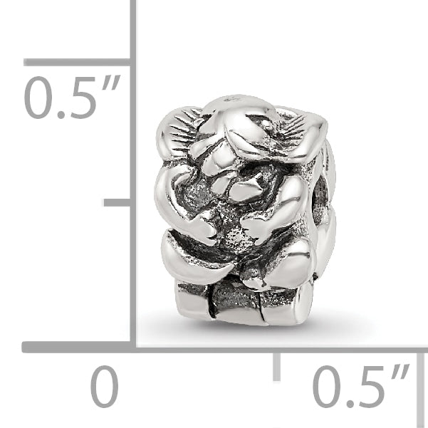 Sterling Silver 925 Kids Elephant Bead with Antiqued Finish Solid Design