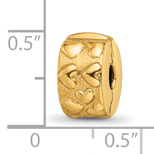 Sterling Silver Gold-Plated Hinged Hearts Bead with Polished Finish