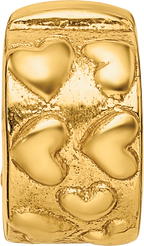 Sterling Silver Gold-Plated Hinged Hearts Bead with Polished Finish