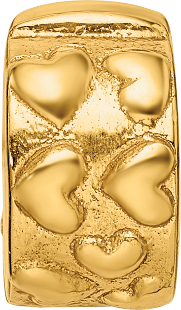 Sterling Silver Gold-Plated Hinged Hearts Bead with Polished Finish