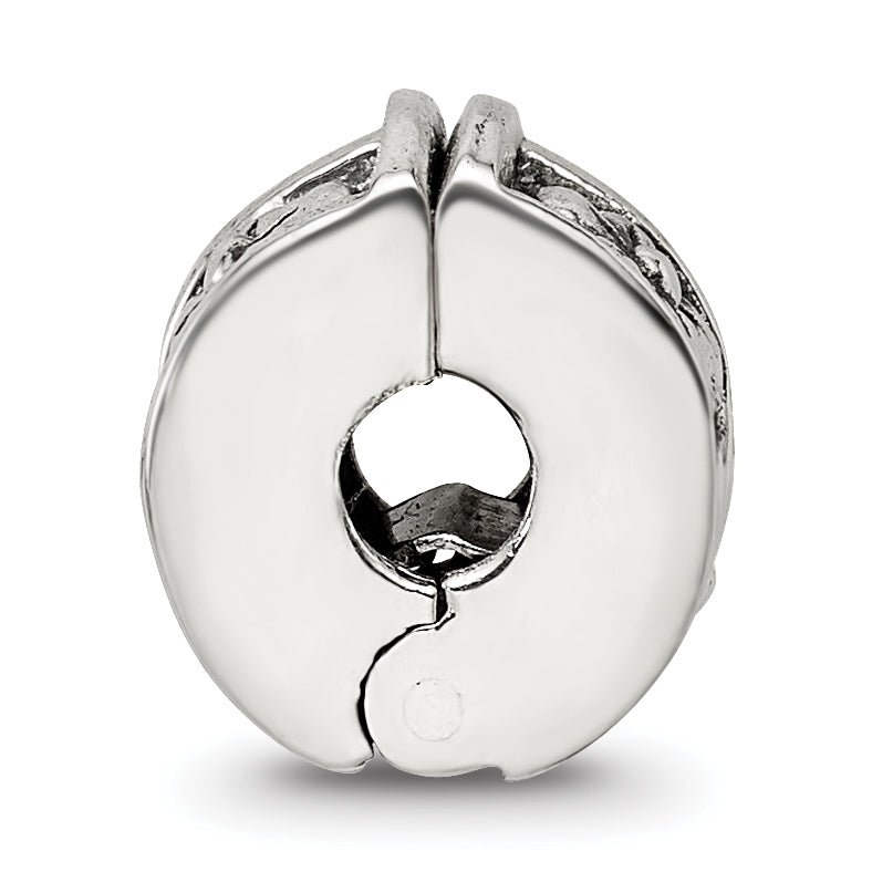 Sterling Silver 925 Floral Hinged Clip Bead with Antiqued Finish Elegant Design
