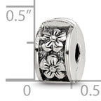 Sterling Silver 925 Floral Hinged Clip Bead with Antiqued Finish Elegant Design
