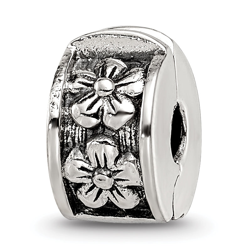 Sterling Silver Reflections Hinged Floral Clip Bead Main image