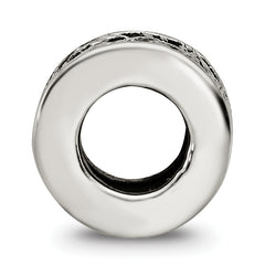 Sterling Silver 925 Antiqued Floral Bead with Solid Cast Design