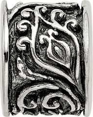 Sterling Silver 925 Antiqued Floral Bead with Solid Cast Design