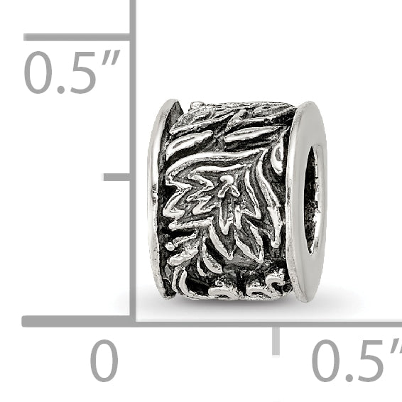 Sterling Silver 925 Antiqued Floral Bead with Solid Cast Design