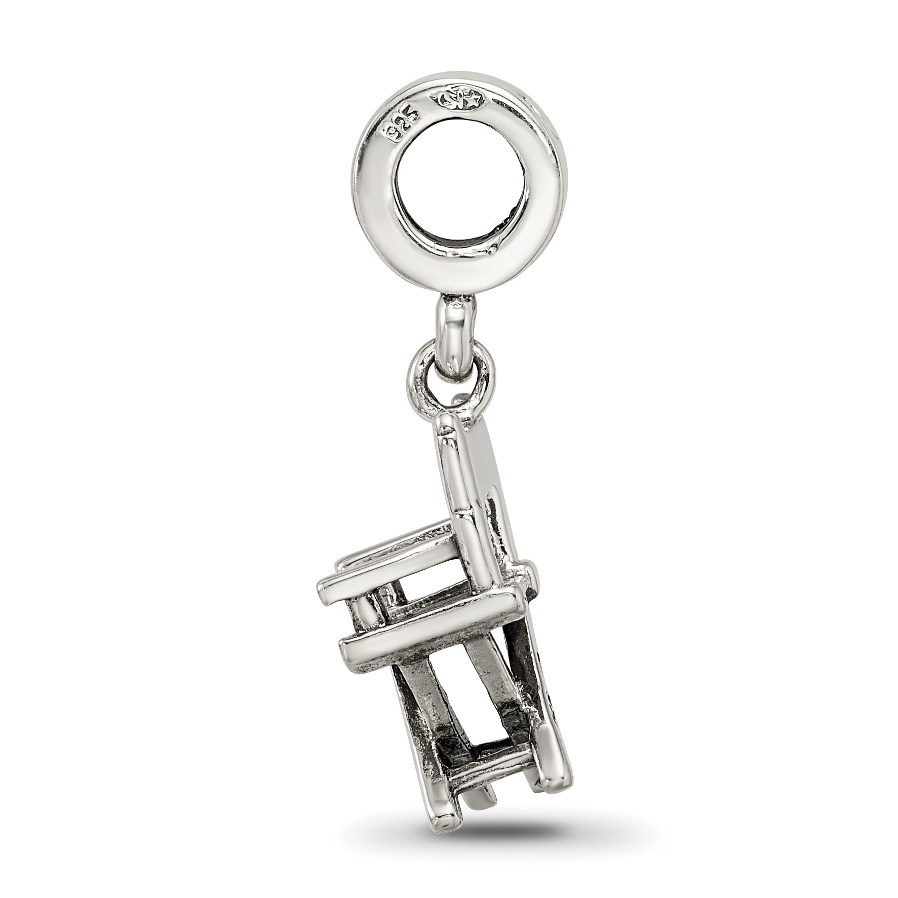 Sterling Silver 925 Dangle Bead with Antiqued Director's Chair Charm Secondary image