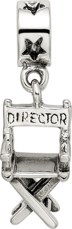 Sterling Silver 925 Dangle Bead with Antiqued Director's Chair Charm