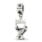 Sterling Silver 925 Dangle Bead with Antiqued Director's Chair Charm
