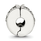 Sterling Silver 925 Hinged Floral Clip Bead with Antiqued Finish