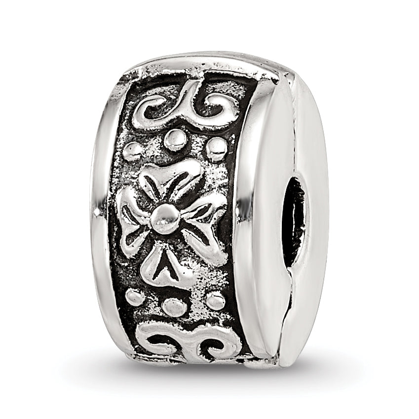 Sterling Silver Reflections Hinged Floral Clip Bead Main image