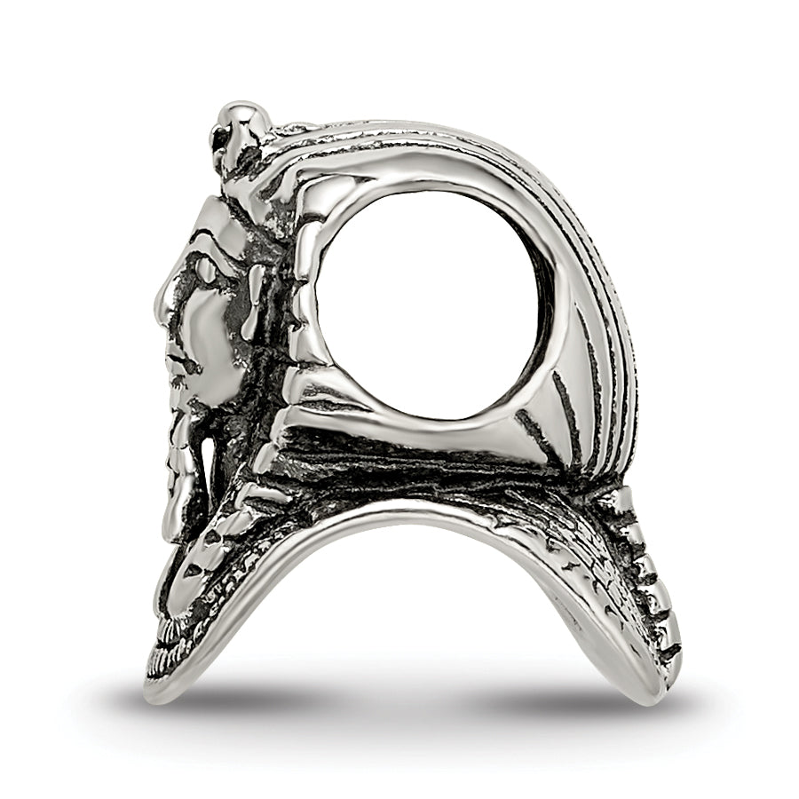 Sterling Silver 925 Pharaoh Bead with Antiqued Finish Solid Themed Design