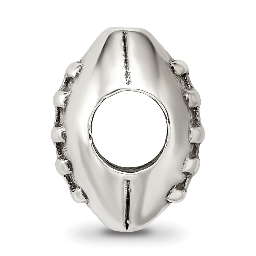 Sterling Silver 925 Football Bead with Antiqued Finish Solid Themed Design