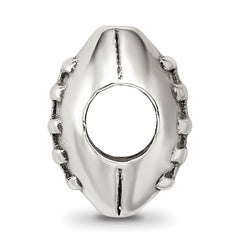 Sterling Silver 925 Football Bead with Antiqued Finish Solid Themed Design