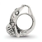 Sterling Silver 925 Fish Bead with Antiqued Finish, Solid, Casted