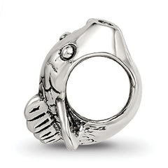 Sterling Silver 925 Fish Bead with Antiqued Finish, Solid, Casted