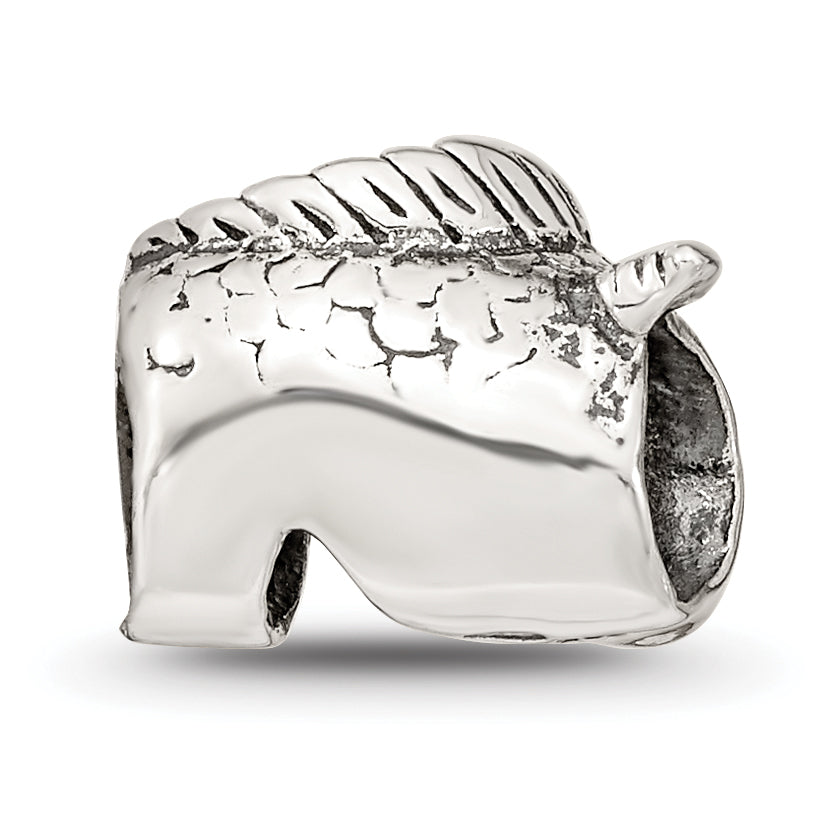 Sterling Silver 925 Fish Bead with Antiqued Finish, Solid, Casted