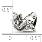 Sterling Silver 925 Fish Bead with Antiqued Finish, Solid, Casted