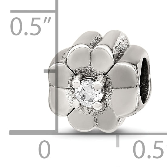 Sterling Silver 925 CZ Clover Bead with Antiqued Finish Elegant Design