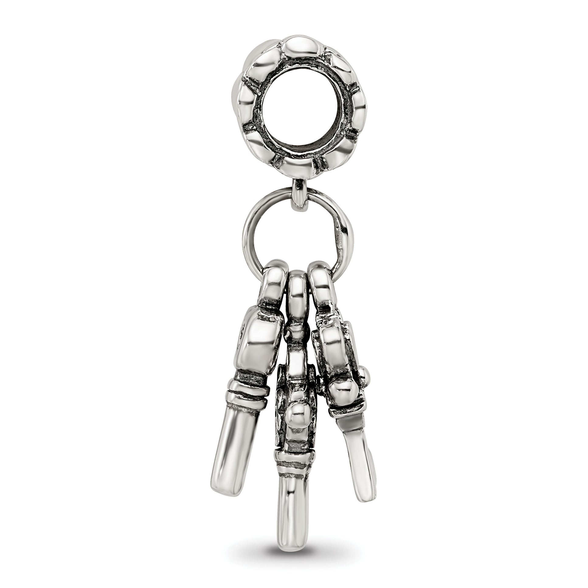 Sterling Silver 925 Dangle Bead with Three Keys Antique Finish Secondary image