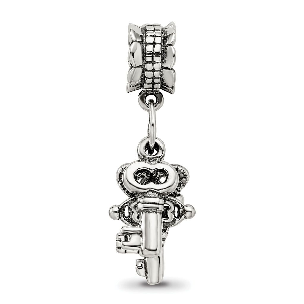 Sterling Silver 925 Dangle Bead with Three Keys Antique Finish