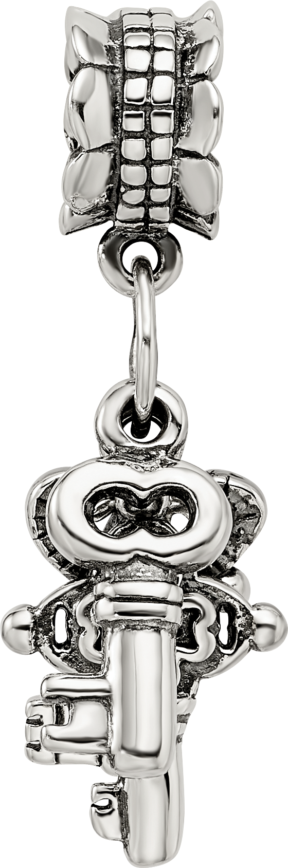 Sterling Silver 925 Dangle Bead with Three Keys Antique Finish