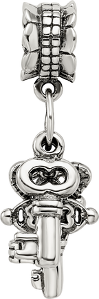 Sterling Silver 925 Dangle Bead with Three Keys Antique Finish