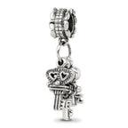 Sterling Silver 925 Dangle Bead with Three Keys Antique Finish