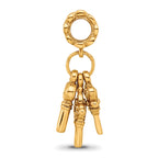 Sterling Silver Gold-Plated Dangle Bead with Three Keys Charm Polished Finish