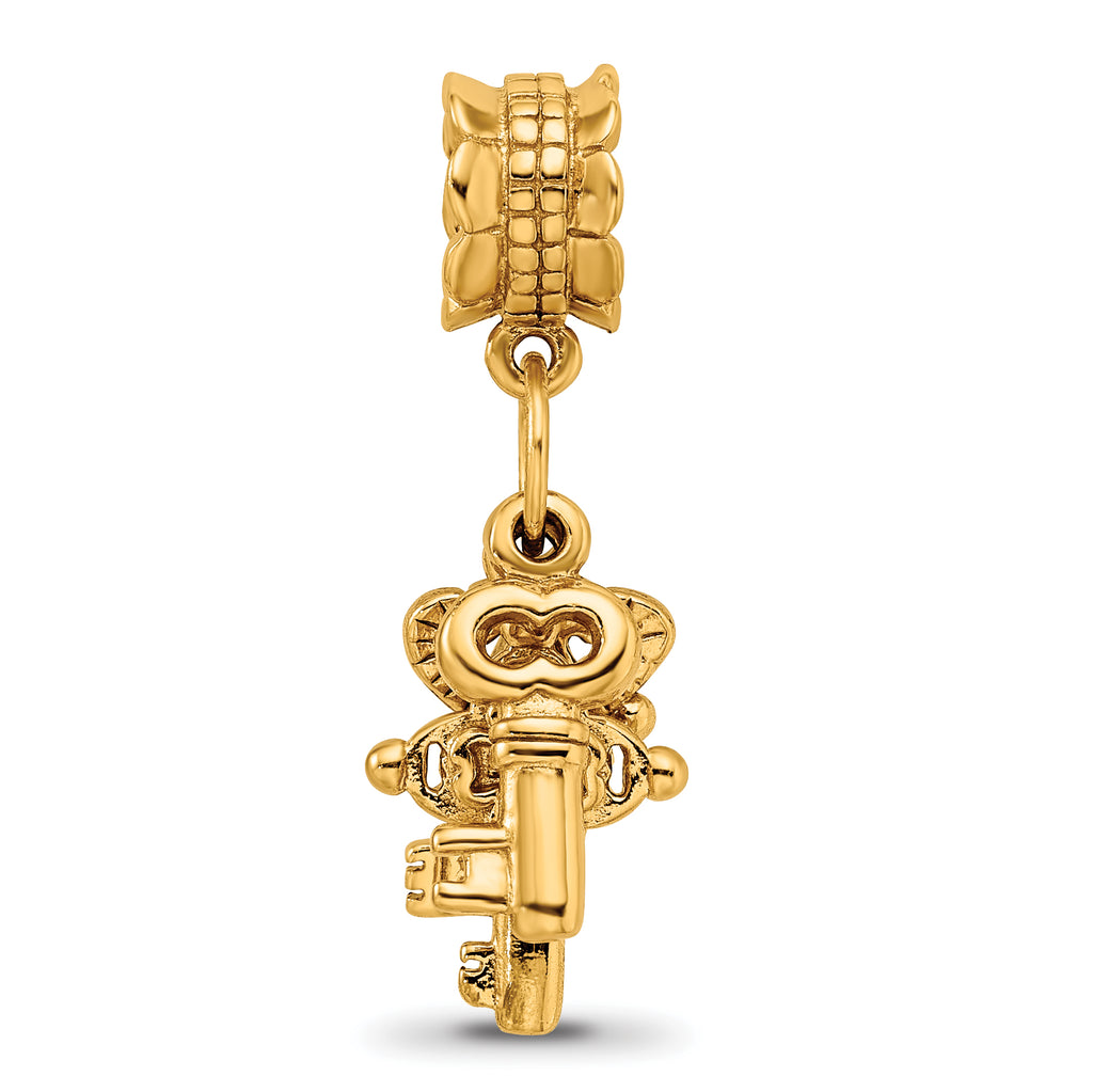 Sterling Silver Gold-Plated Dangle Bead with Three Keys Charm Polished Finish